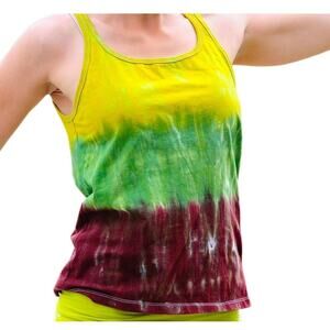 Womens Top Size 2XL Green Brown Tie Dye Andes Mint Vibes Hippie Handcrafted Bold